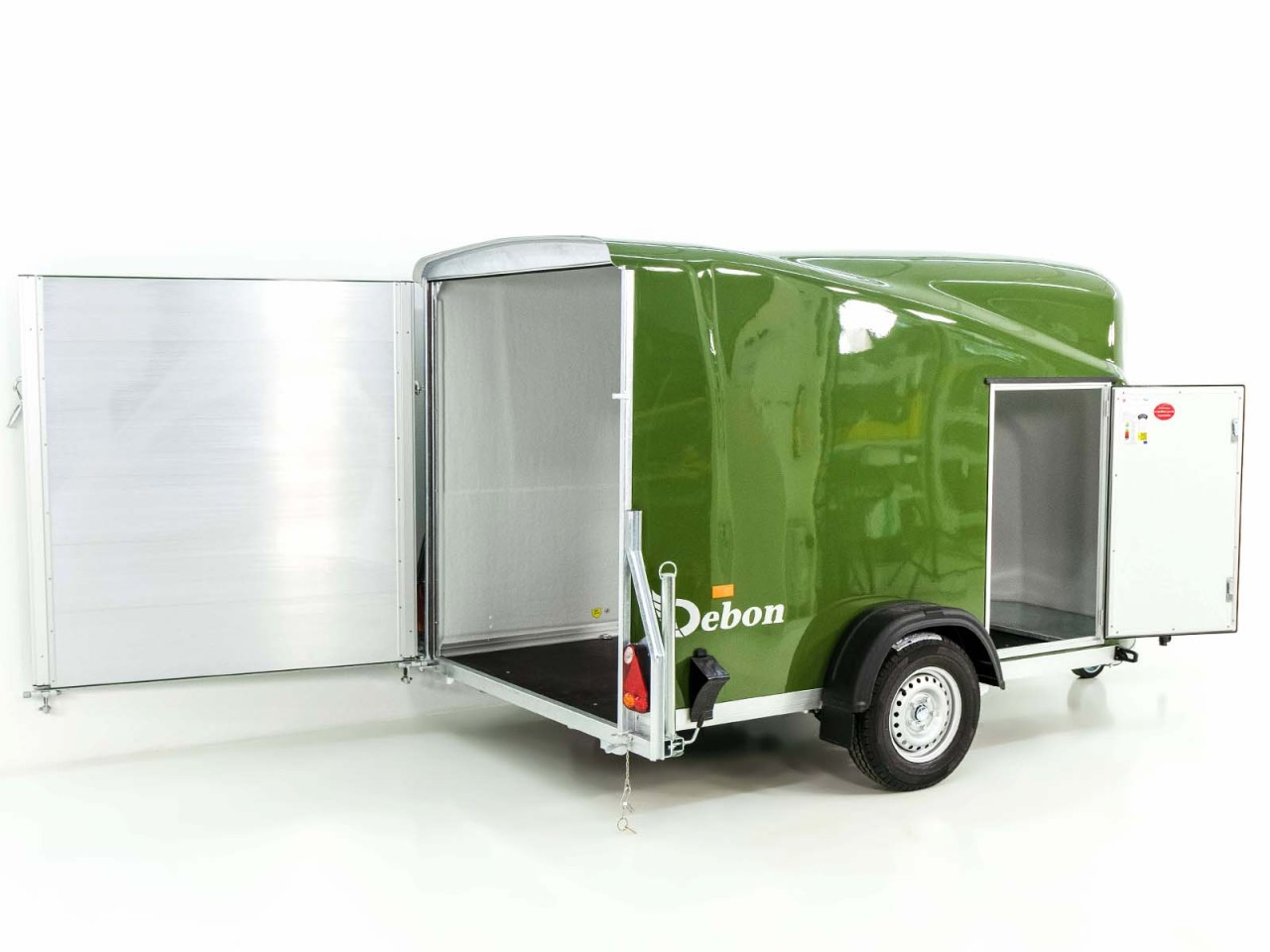 Debon Kofferanhänger Cargo 1300 Vollpoly 150 x 290 cm Höhe 160 cm, Tür, olivgrün