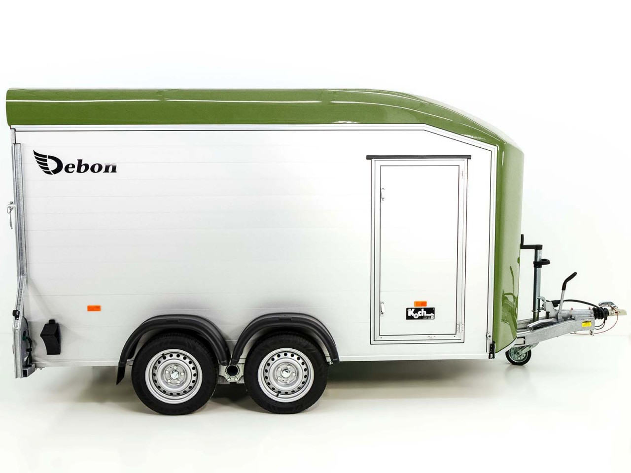 Debon Kofferanhänger Roadster C700 179 x 378 cm Höhe 201 cm 2,6t, Alu, Polybug, Tür, olivgrün