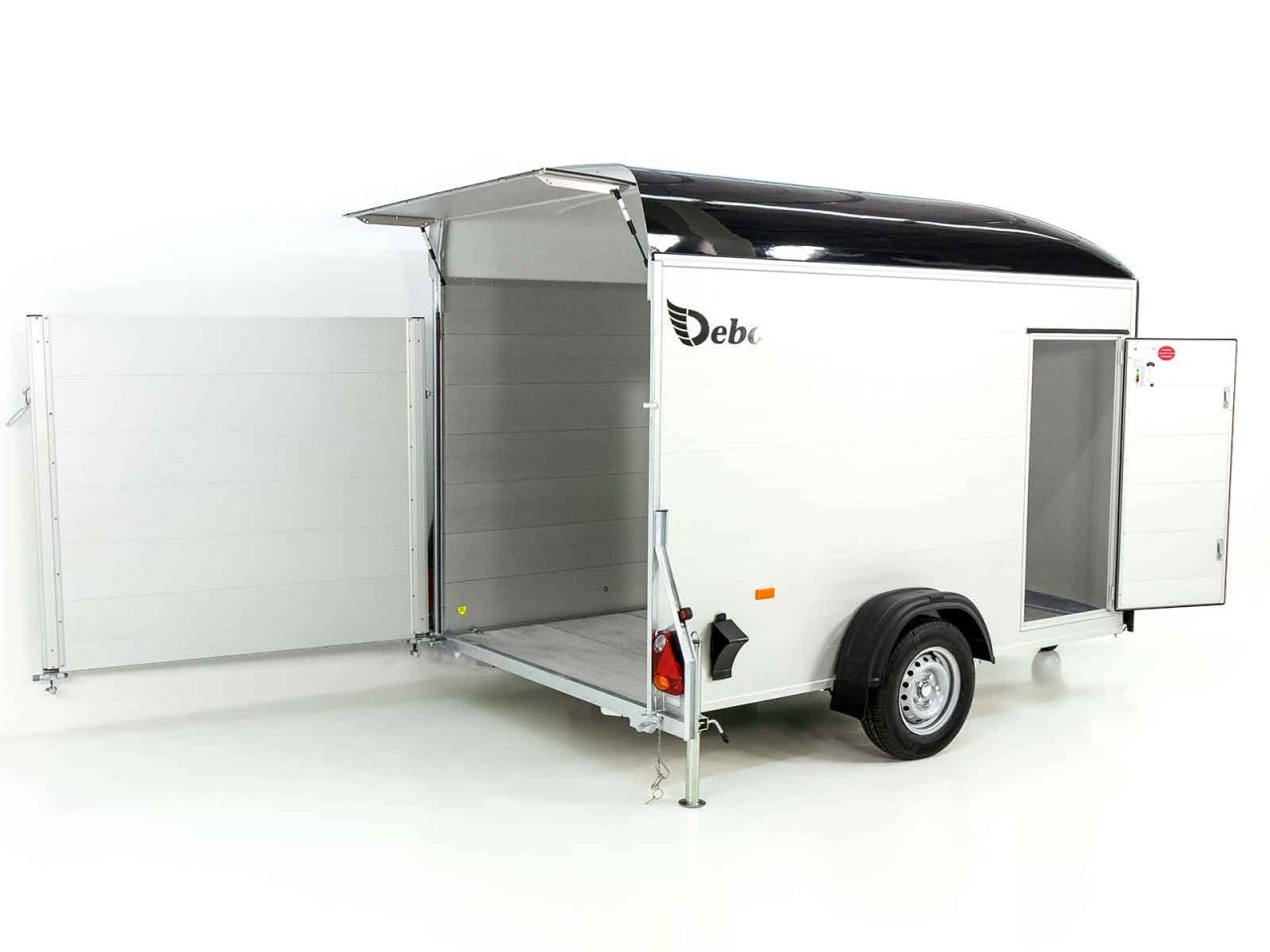Debon Kofferanhänger C400 164 x 315 cm Höhe 200 cm 1,3t, Alu, Polybug, Tür, schwarz