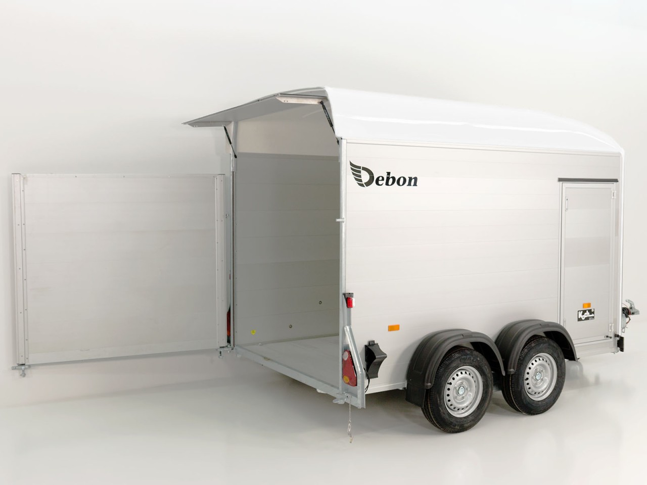 Debon Kofferanhänger C500 164 x 300 cm Höhe 200 cm 2,6t, Alu, Polybug, Tür, weiß