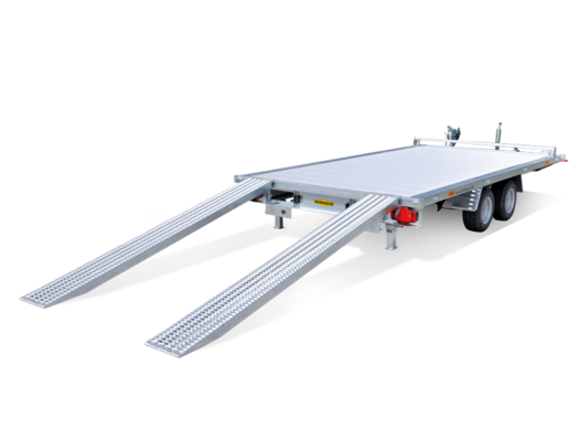 Humbaur Universal-Fahrzeugtransporter Alu 3000 kg, Ladefläche 4,00 x 2,03 m, Holzboden, Seilwinde und Auffahrrampen