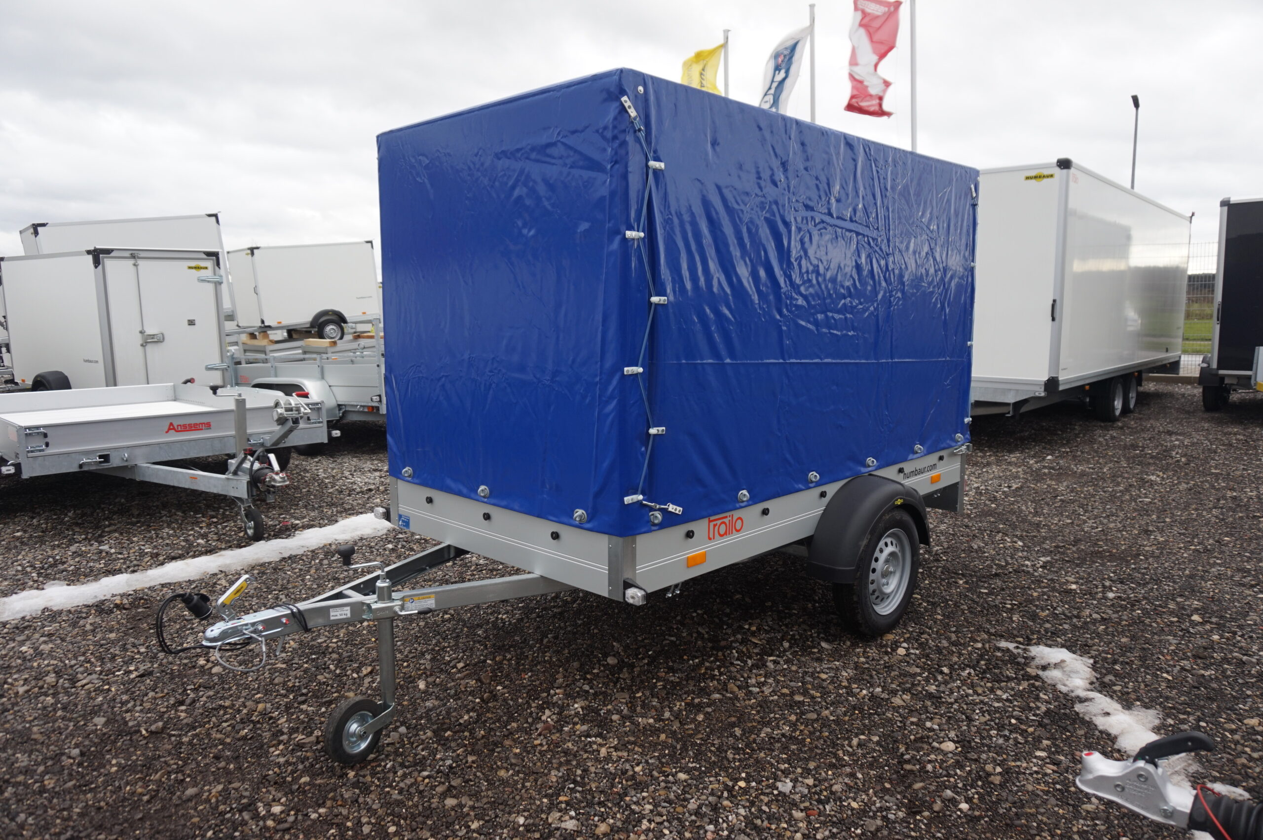 Humbaur Tieflader Startrailer H 752513 750 kg ungebremst Ladefläche 2,51 x 1,31 m mit Plane 1,50 m blau