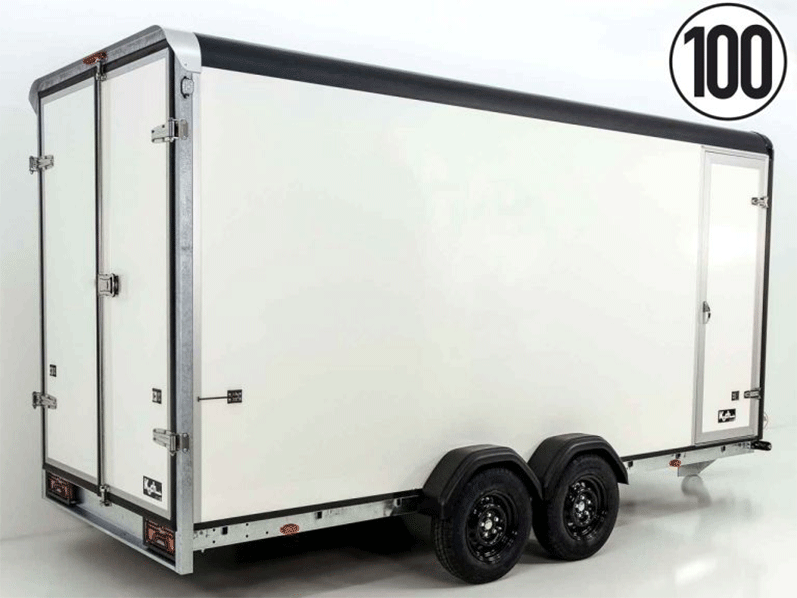Henra Kofferanhänger Boxvan black 183 x 465 cm Höhe 220 cm 2,7t, Tür