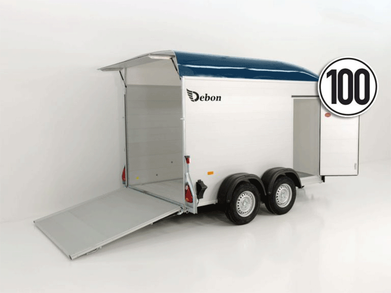 Debon Kofferanhänger Cargo 163 x 300 cm Höhe 200 cm 2,0t, Alu, Polybug, Tür, blau