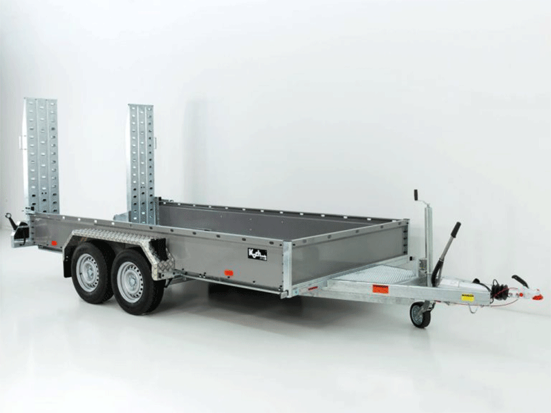 Vezeko Baumaschinenanhänger BA 190 x 390 cm 3,5t, grau, Schwenk-Rampen, SB